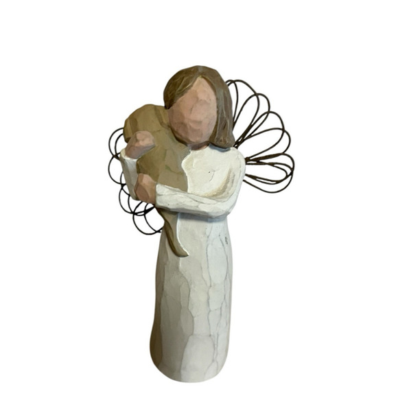 1999 Susan Lordi Willow Tree Angel of Friendship Holding Puppy dog 5" Ornament - Picture 1 of 7